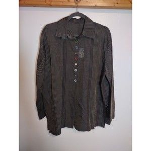 Ginza 3 Women's Art To Wear Button Shirt Brown Israel Vintage Designer
